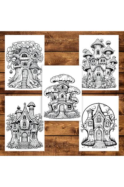 Legendary Gifts Carte de colorat pentru adulti, 38 de ilustratii, Case magice, 86 pagini