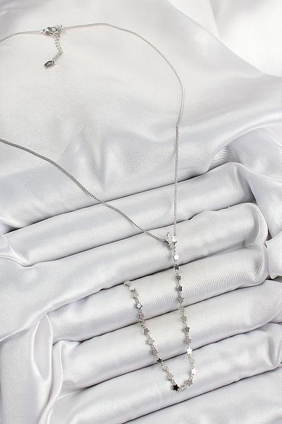 BESKAR Brass Zircon Stone Star Figured Y Model Silver Color Women's Necklace