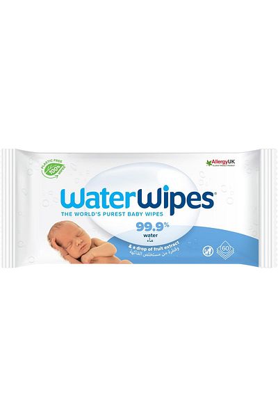 WaterWipes Baby Wipes, Biodegradable, Unscented, 60 Pieces