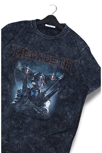 Fuddy Moda Oversize Megadeth Baskılı Yıkamalı T-Shirt, Unisex Rock Band Temal...