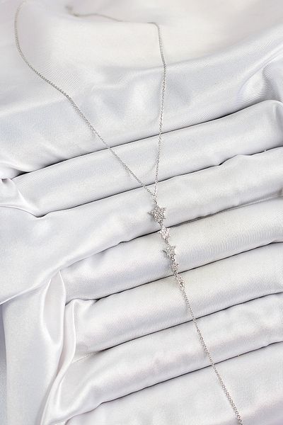 BESKAR Brass Zircon Stone Row Star Figure Y Model Silver Color Women's Necklace