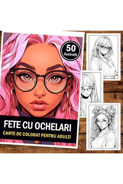 Legendary Gifts Carte de colorat pentru adulți, 50 de ilustrații, Fete cu och...