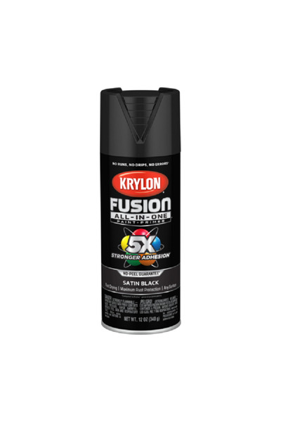 Krylon طلاء بخاخ وطبقة أساس مقاومة للصدأ من فيوجن الكل في واحد، أسود ساتان، 12 أونصة