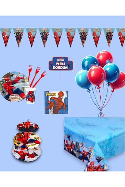 Evabrite Spiderman 16 Person Birthday Party Set - Spiderman Concept Cake Stand