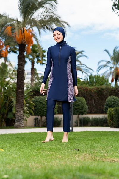 Ruko Maio Ruko Mayo 25227-3 Cup Half Zipper Plus Size Hijab Swimsuit
