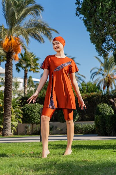 Ruko Maio Μοτίβο με σχισμή μισό μανίκι Μαγιό Hijab