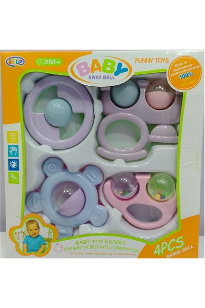 Funny Toys 4psc Baby Rattles Biting For Babies Rattle Toddler Teething Bed Bell For Newborn Babies