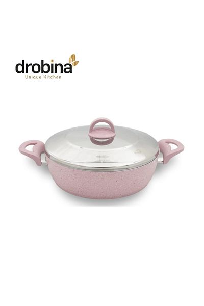 drobina قدر غرانيت تركي دروبينا مسطح 28 سم وردي