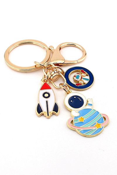 Solfera Astronaut Space Rocket Saturn Keychain Bag Ornament Charm Kc369