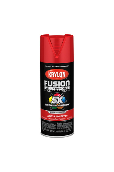Krylon طلاء بخاخ وطبقة أساس فيوجن الكل في واحد، لون أحمر لامع، ١٢ أونصة