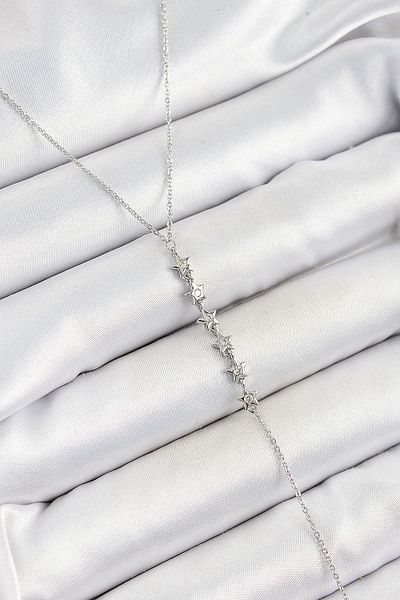 BESKAR Brass Zircon Stone Row Star Figure Y Model Silver Color Women's Necklace