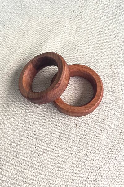 Kuzeylina Set of 6 Wooden Napkin Rings - Natural Beech Wood |   Rustic Rings for Stylish Tableware Presentation