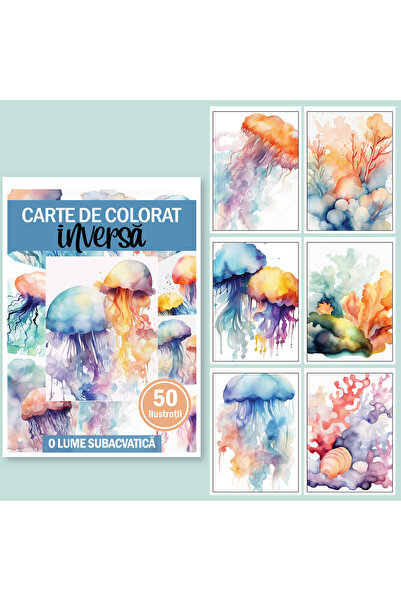 Legendary Gifts Carte de colorat inversa cu 50 de ilustratii, O lume subacvatica