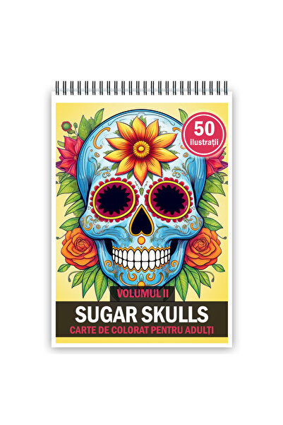 Legendary Gifts Carte de colorat pentru adulți, 50 de ilustrații, Cranii de z...