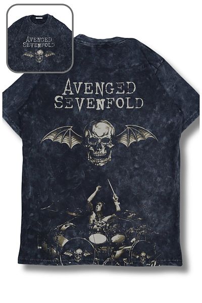 Fuddy Moda Oversize Vintage Avenged Sevenfold πλάτη με στάμπα που πλένεται μπλουζάκι, Unisex μπλουζάκι με θέμα την ροκ μπάντα