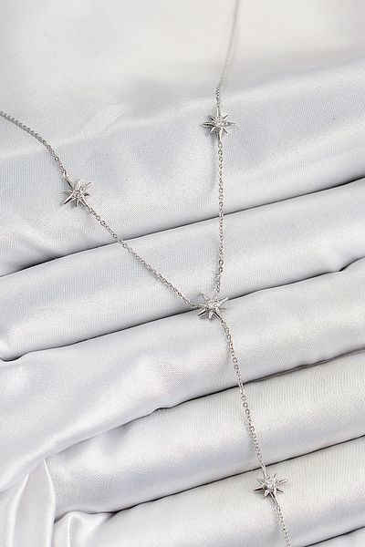 BESKAR Brass Zircon Stone Pole Star Figured Y Model Silver Color Women's Necklace