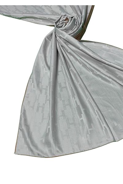 mim eşarp Leila Double Sided Jacquard Patterned Silky H Pattern Shawl – 75X190 cm