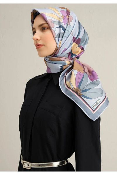 Armine Tivil Silk Scarf 9312-35 Blue Mixed Pattern