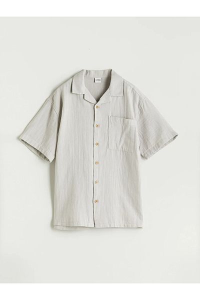 LC Waikiki Lcw Kids Beige Basic Short Sleeve Boy's Shirt