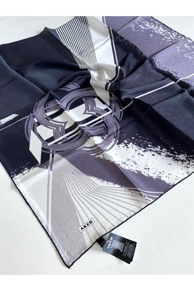 Aker Eșarfă de mătase Sura 8493701-312-48062 Negru cu model mixt