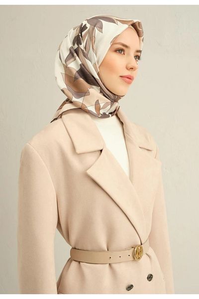 Armine Tivil Silk Scarf 9312-01 White Mixed Pattern