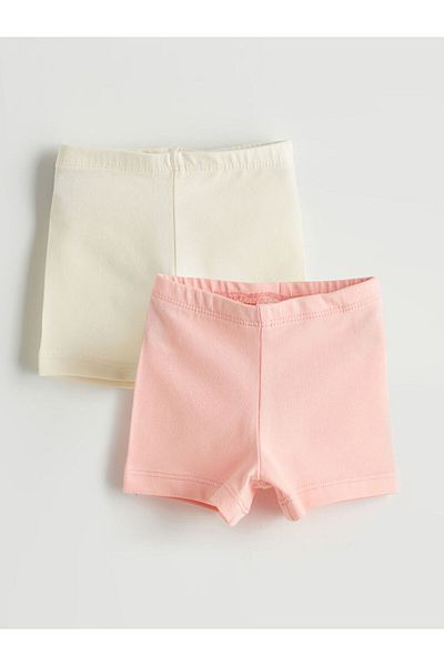 LC Waikiki Pink Baby Girl Shorts with Elastic Waist, Pack of 2