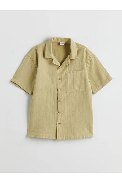 LC Waikiki Lcw Kids Khaki Basic Short Sleeve Boy's Shirt