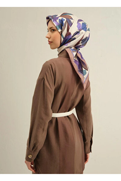 Armine Tivil İpek Eşarp 9312-81 Mor Karışık Desen