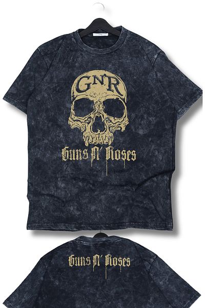 Fuddy Moda Υπερμεγέθη GNR Guns N' Roses Μπλουζάκι με στάμπα που πλένεται, Unisex Vintage μπλουζάκι με θέμα την ροκ μπάντα