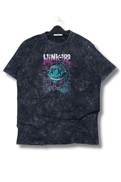 Fuddy Moda Oversize Blink-182 20 Years Back Printed Washable T-shirt, Unisex ρετρό μπλουζάκι με θέμα την ροκ μπάντα