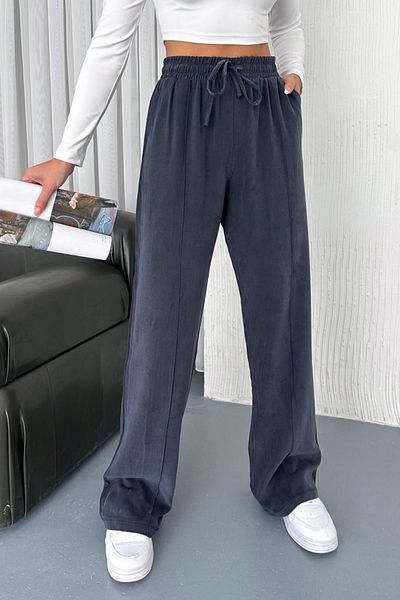 Feela Moda 2007 Lace-Up Elastic Waist Modal Striped Palazzo Women's Trousers