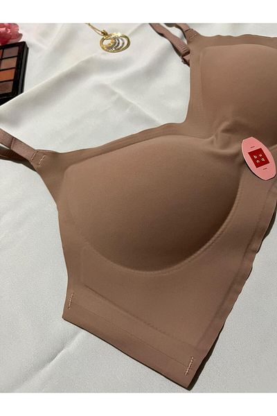 bunq Brown Laser Cut Soft Pet Ghost No Trace Gathering Bra