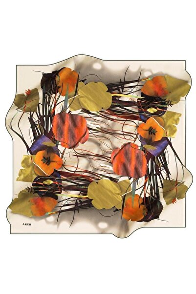 Aker Sura İpek Eşarp 7127701-351 47756 Yeşil Karışık Desen