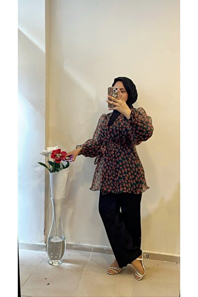 DİLEKBUTİK χνουδωτό λουλουδάτο σιφόν κιμονό