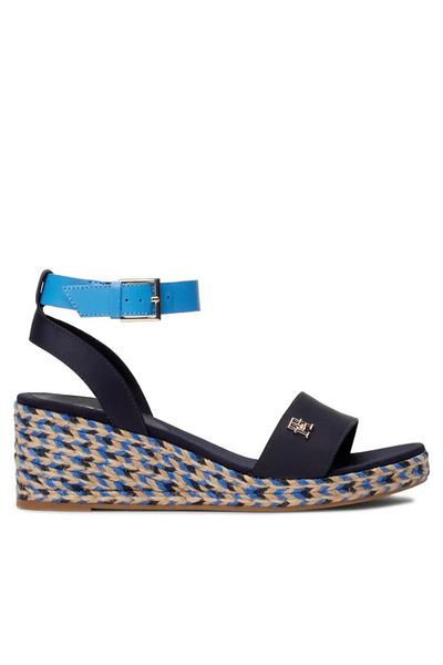 Tommy Hilfiger Espadrilles Colorful Wedge Satin Sandal FW0FW07913 Navy Blue