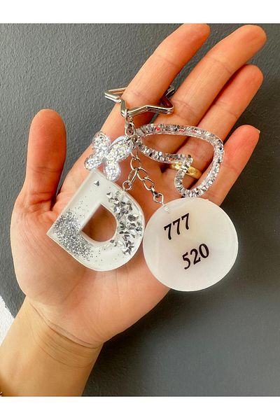 epoksiya حرف D أبيض اللون فضي مزخرف 777 520 خطاف على شكل نجمة VIP إكسسوارات إضافية على شكل حرف إيبوكسي