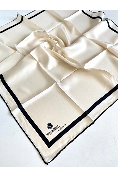 Vissona Μεταξωτό Φουλάρι Tivil 10150 - 0003 - 0001 Κρεμ Μικτό Σχέδιο