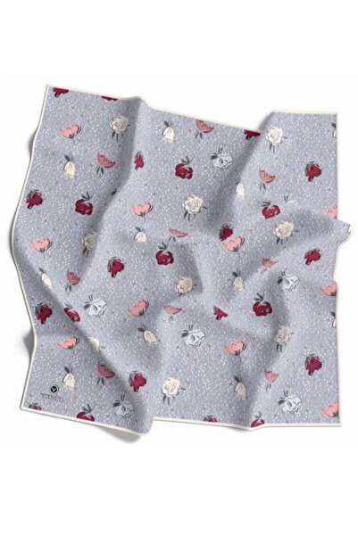 Vissona Tivil Silk Scarf 17645 - 15 - 0028 - 0019 Gray Mixed Pattern