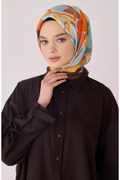Belli Tivil Silk Scarf 4054-83 Brown Mixed Pattern
