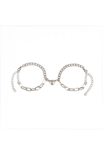 xUPING Set of two bracelets for couples, friends made of stainless steel with heart-shaped pendant with magic