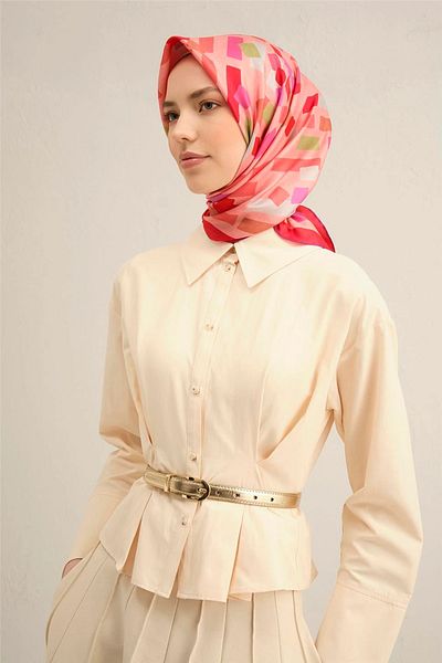 Armine Flower Pattern Pure Silk Sura Scarf 9341 - 51