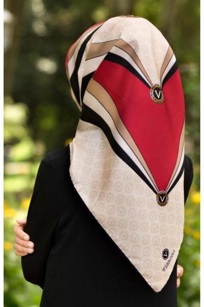 Vissona Μεταξωτό Φουλάρι Tivil 17505 - 9 - 0018 - 0003 Κρεμ Μικτό Σχέδιο