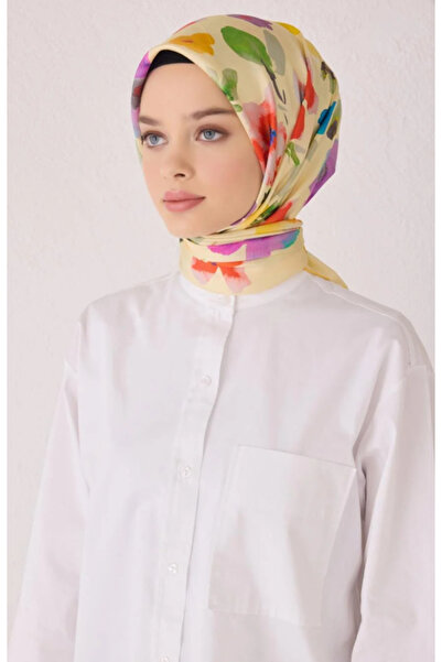 Belli Eșarfă de mătase Tivil 4033 - 83 Galben cu model mixt