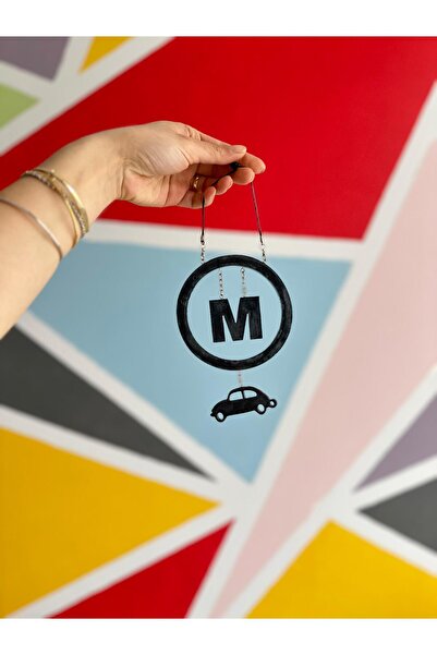 şirinco حرف M معدني أسود إيبوكسي لتزيين السيارة، هدية صغيرة لتزيين مرآة الرؤي...