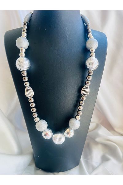 COCOSH TAKI Silver Color Stone Multi-Design Necklace