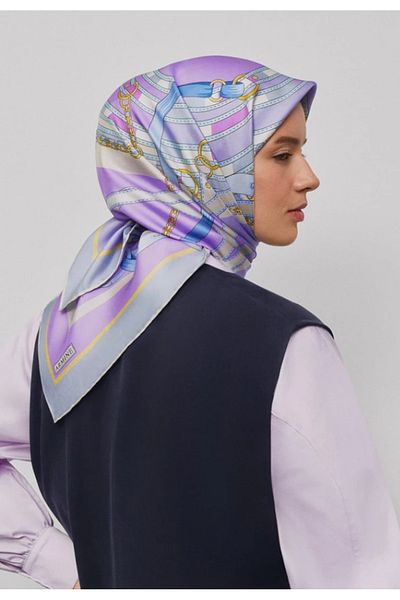 Armine Eșarfă de mătase Sura 9315-81 Motiv mixt violet