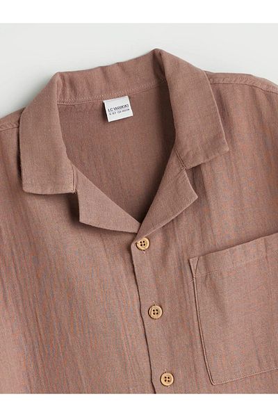 LC Waikiki Lcw Kids Brown Resort Collar Muslin Boy's Shirt