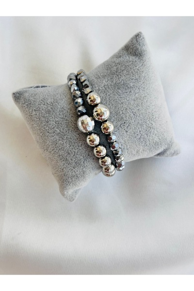 COCOSH TAKI سوار متعدد الأجزاء من حجر الكريستال باللون الفضي