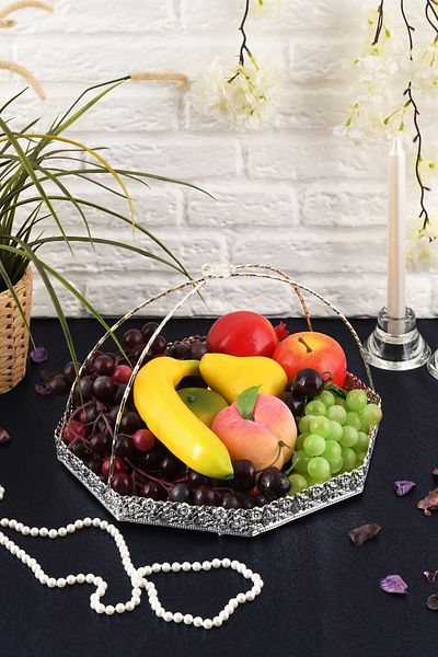 HELVACIOĞLU AKSESUAR Top Handle Mirrored Sugar Bowl, Chocolate Bowl, Turkish Delight Bowl, Cookie Bowl, Fruit Bowl 30 cm