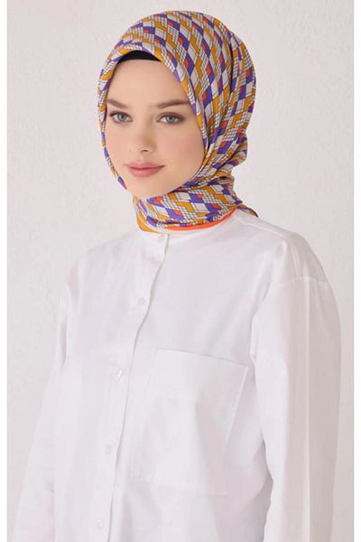 Belli Tivil Silk Scarf 4052-80 Purple Mixed Pattern
